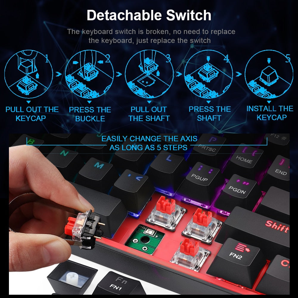 Redragon Fizz 617 Mini Mechanical Gaming Keyboard,60% Wired, 61 Key Hot-swap